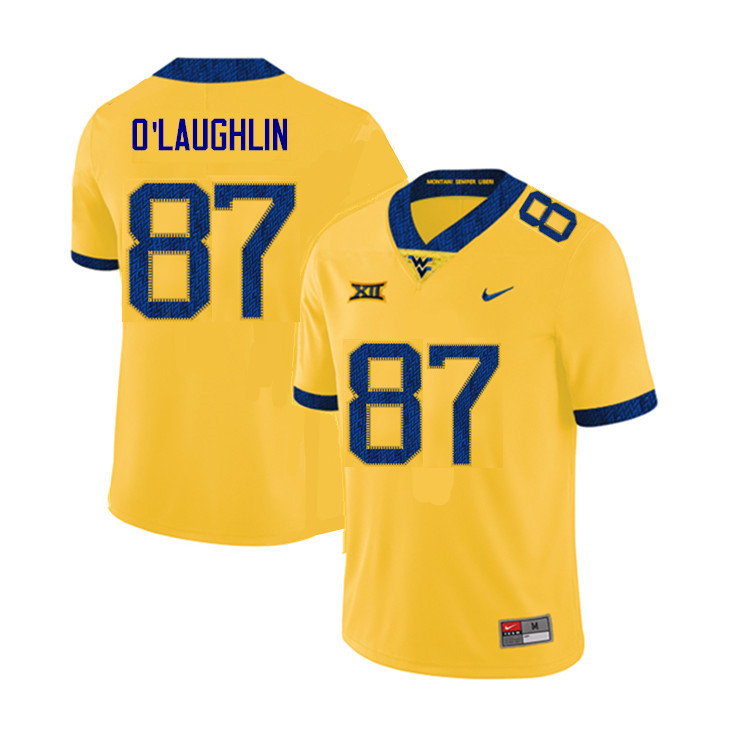 NCAA Men's Mike O'Laughlin West Virginia Mountaineers Yellow #87 Nike Stitched Football College 2019 Authentic Jersey UO23G71BU